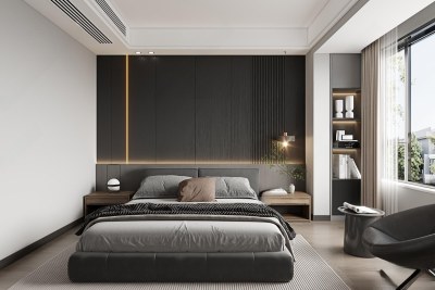 现代黑白灰卧室3D模型下载